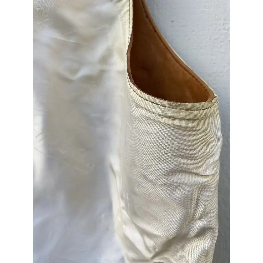 Genuine Leather Men's Vintage Button Vest Made in‎ Mexico Size 44 Tan/Brown